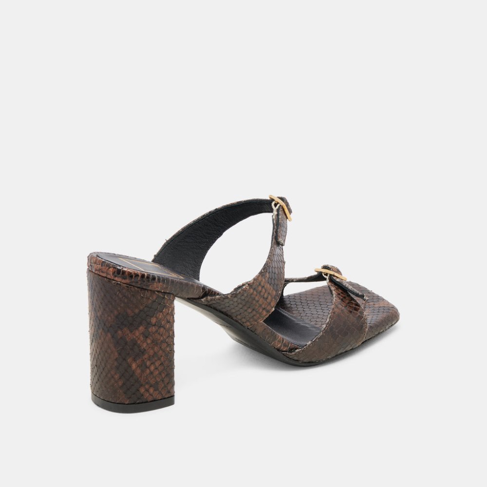Dolce Vita Shane Heels Dk Brown Snake Embossed