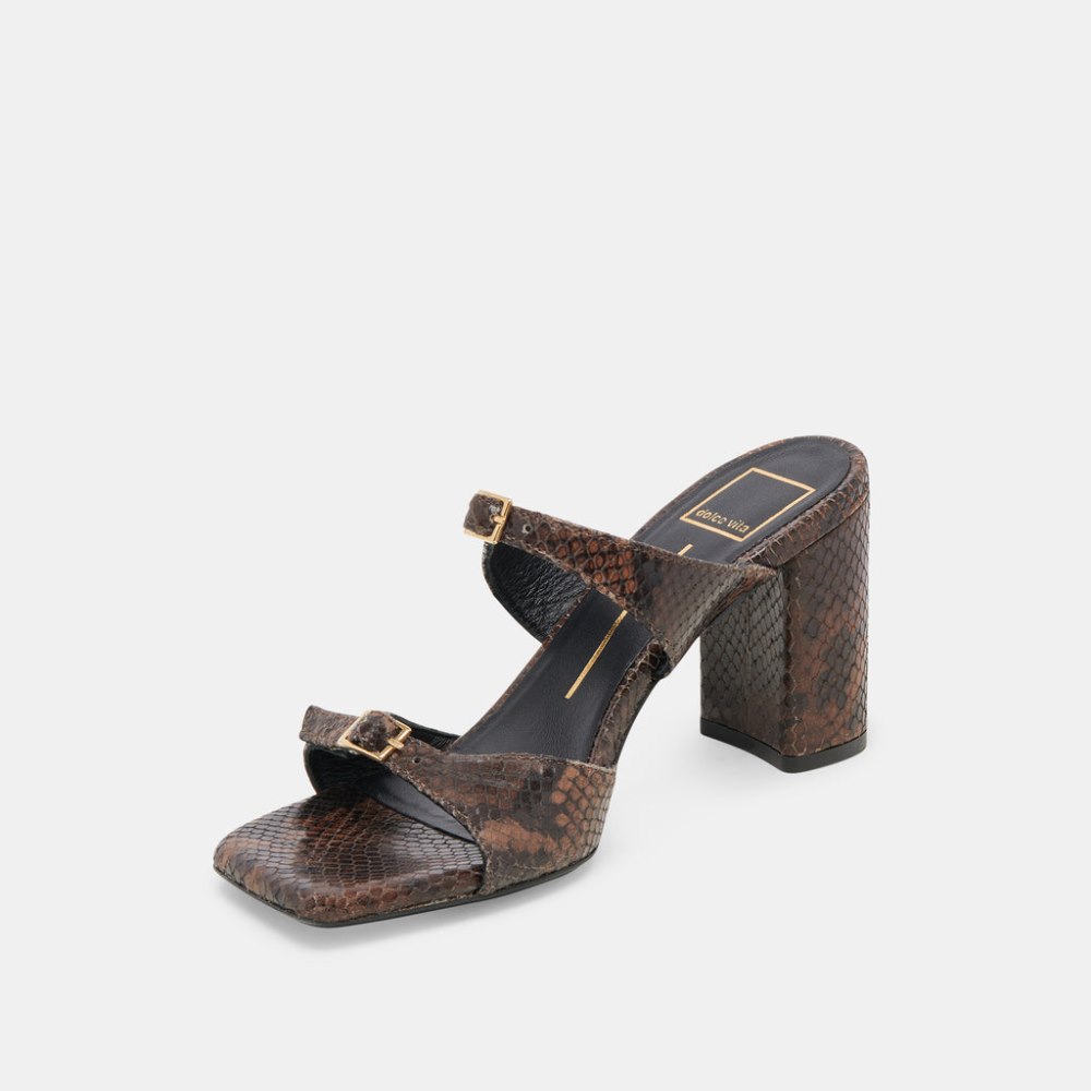 Dolce Vita Shane Heels Dk Brown Snake Embossed