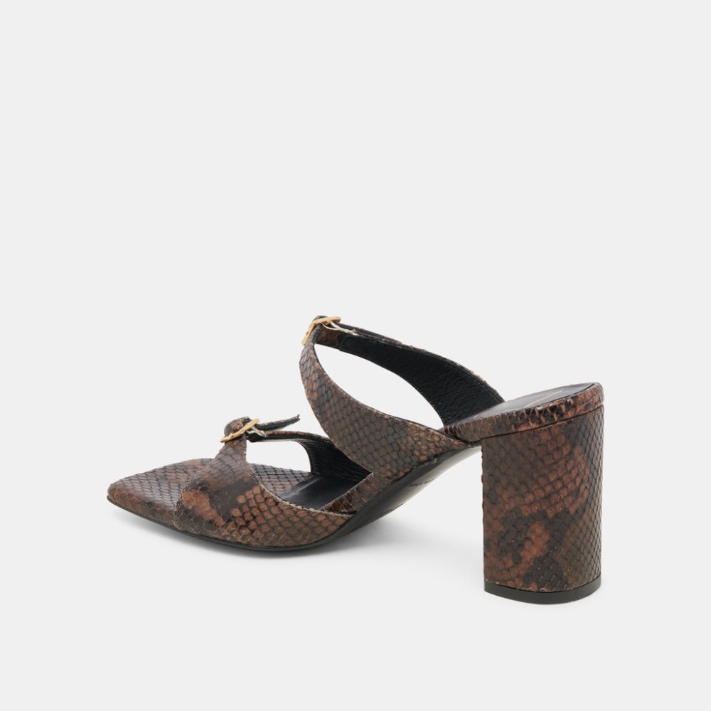 Dolce Vita Shane Heels Dk Brown Snake Embossed