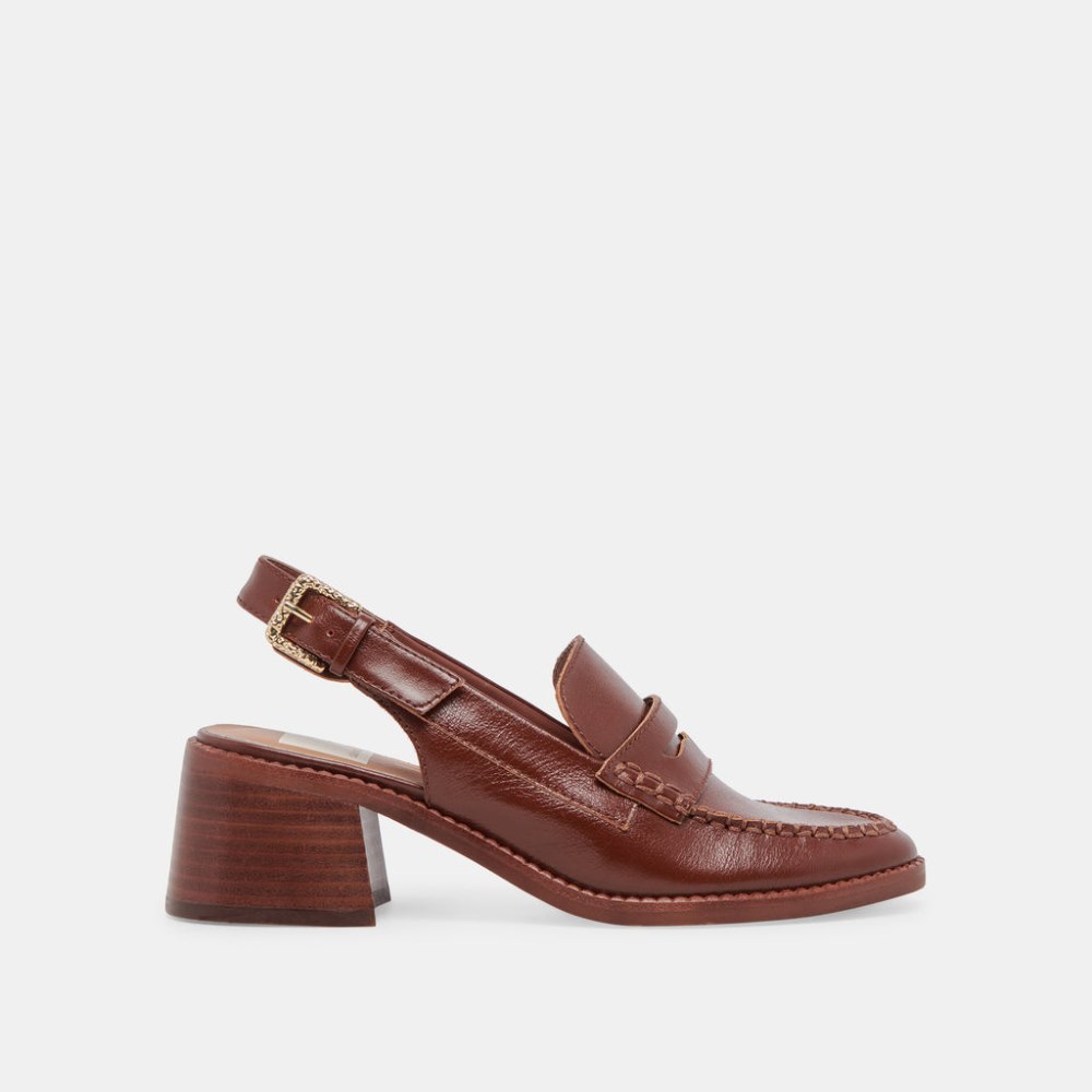 Dolce Vita Hardi Heels Brown Crinkle Patent