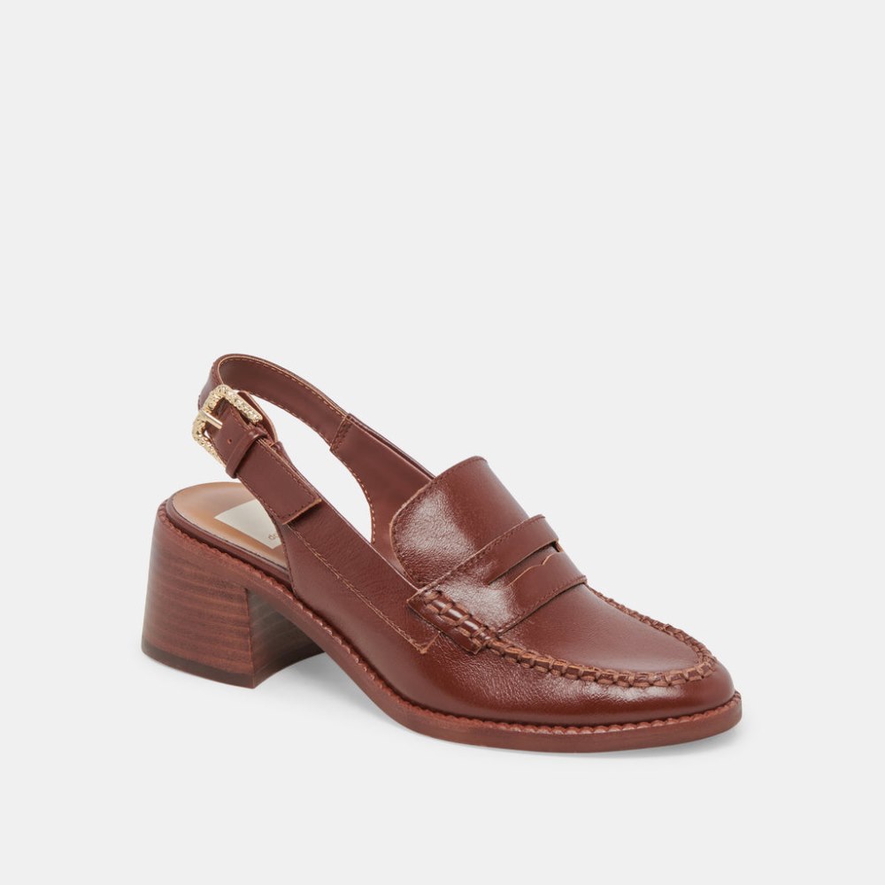 Dolce Vita Hardi Heels Brown Crinkle Patent