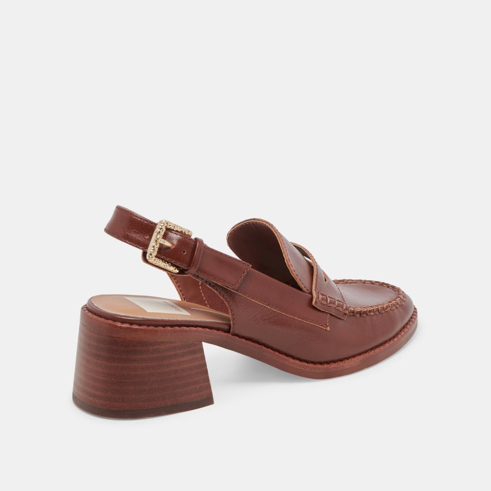 Dolce Vita Hardi Heels Brown Crinkle Patent