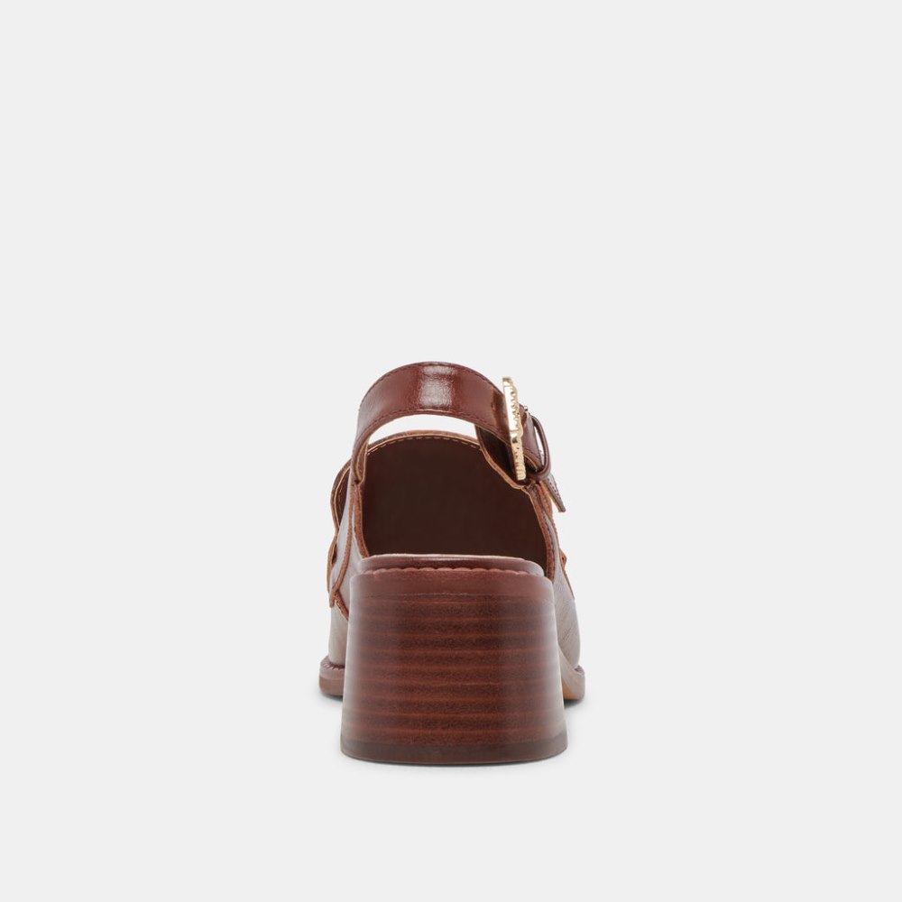 Dolce Vita Hardi Heels Brown Crinkle Patent