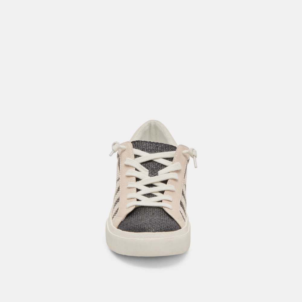 Dolce Vita Zina Patch Sneakers Black Beige Raffia