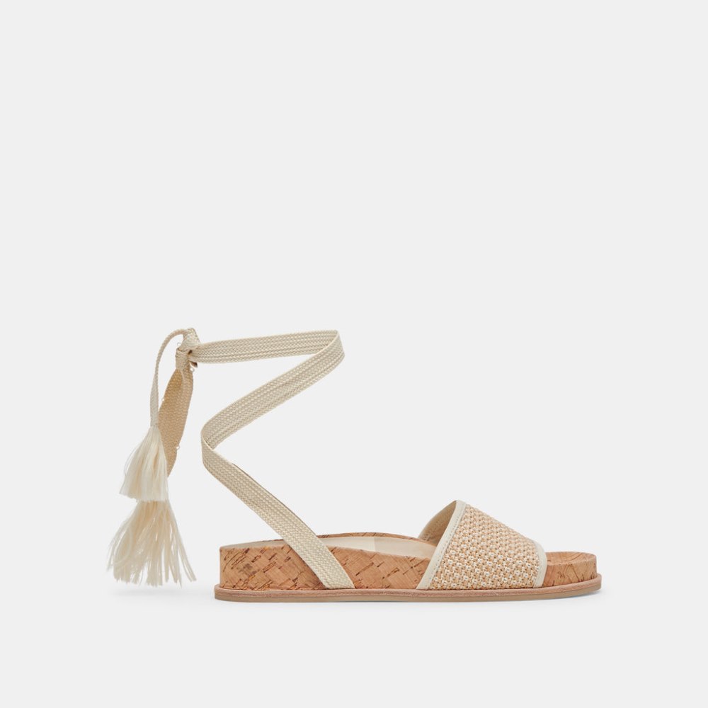Dolce Vita Salacy Sandals White Natural Raffia