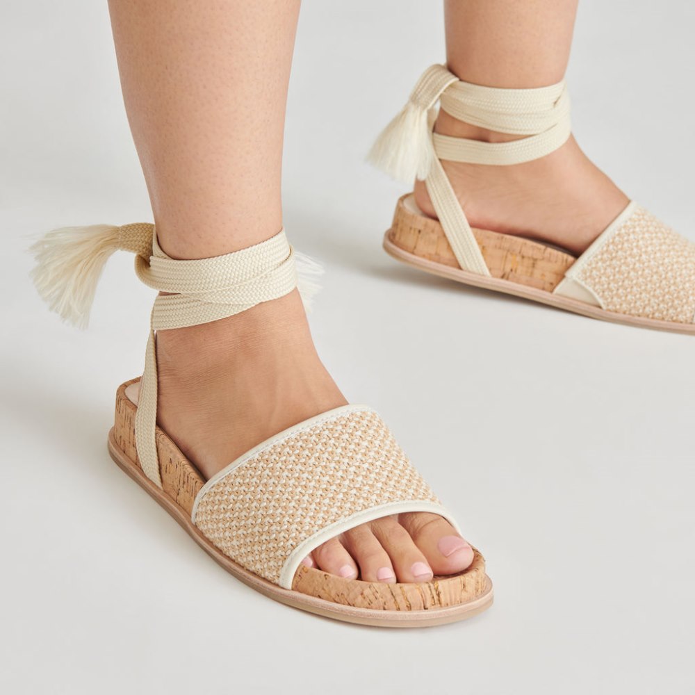 Dolce Vita Salacy Sandals White Natural Raffia