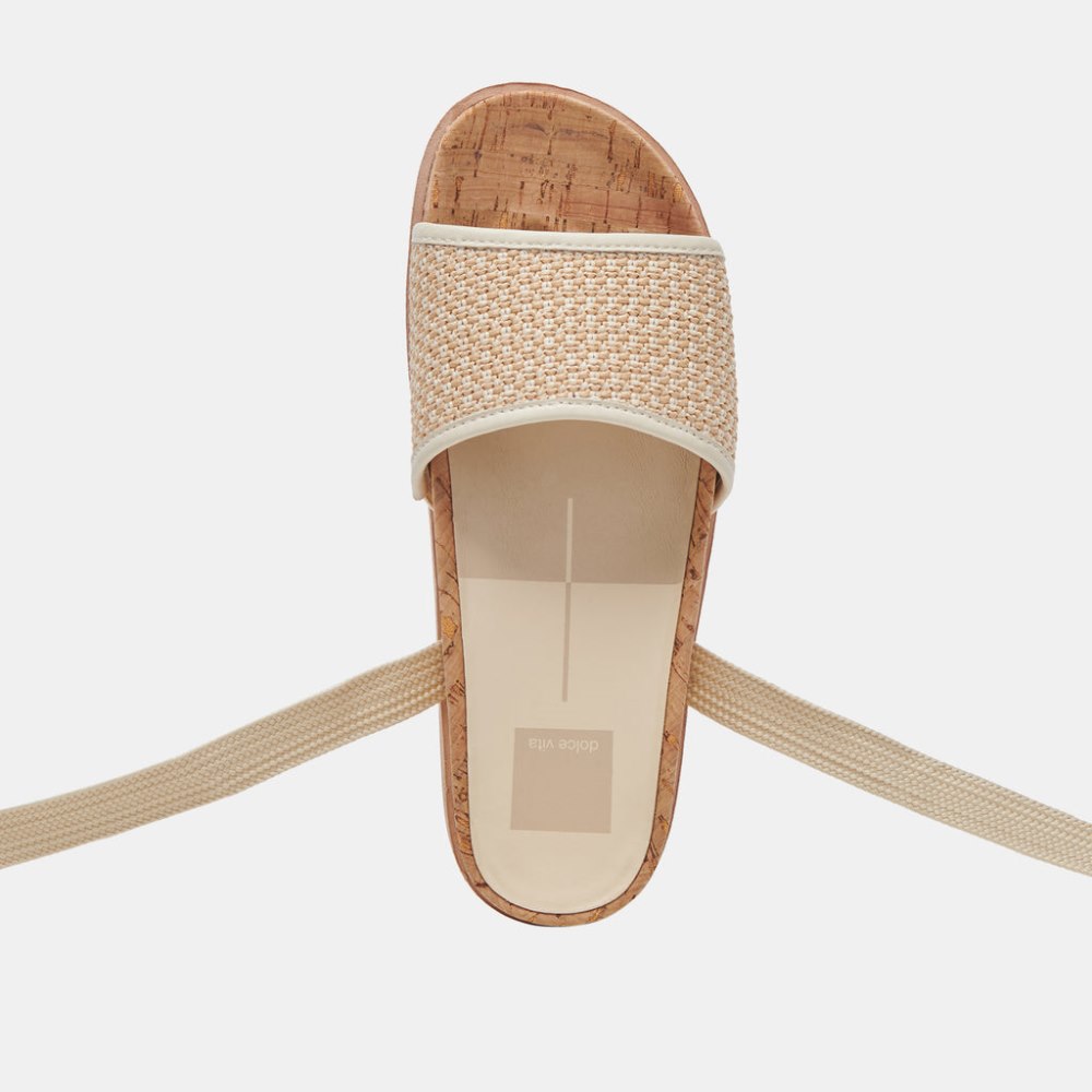 Dolce Vita Salacy Sandals White Natural Raffia
