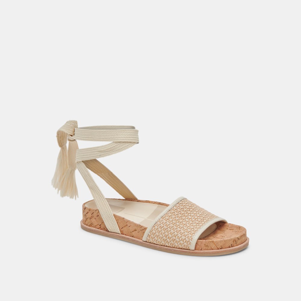 Dolce Vita Salacy Sandals White Natural Raffia