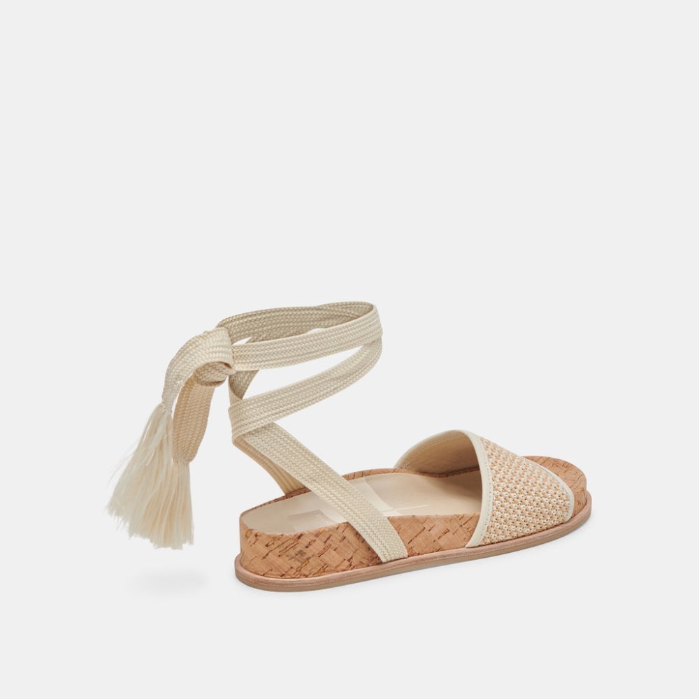 Dolce Vita Salacy Sandals White Natural Raffia
