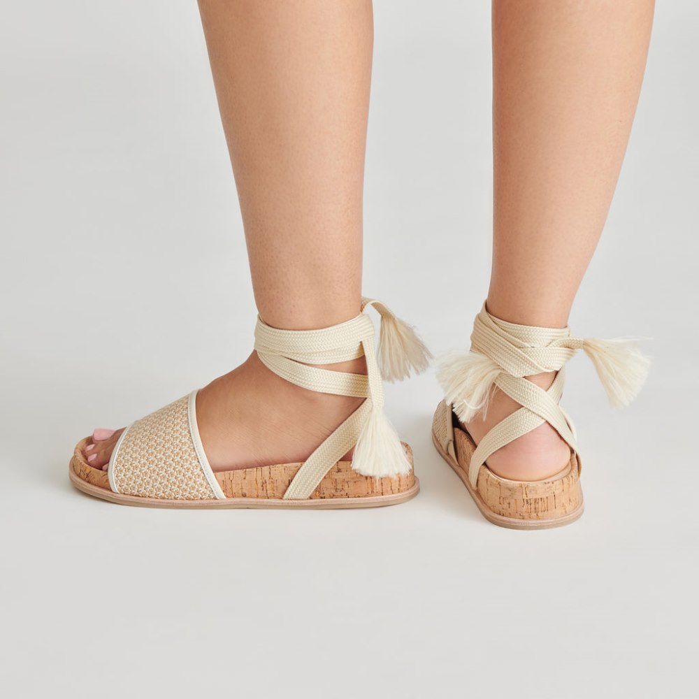 Dolce Vita Salacy Sandals White Natural Raffia