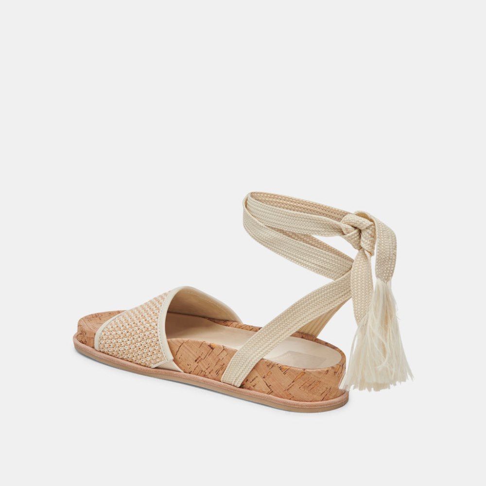 Dolce Vita Salacy Sandals White Natural Raffia