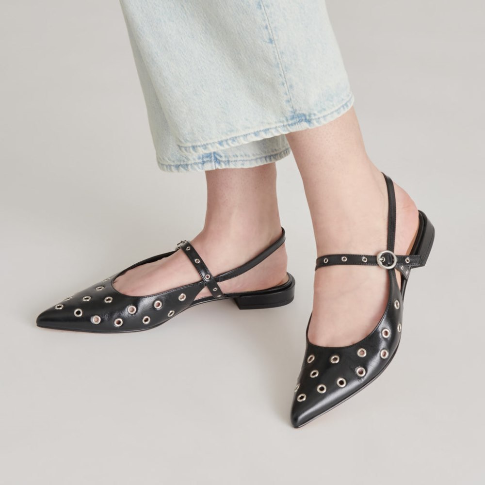 Dolce Vita Penney Stud Flats Midnight Crinkle Patent