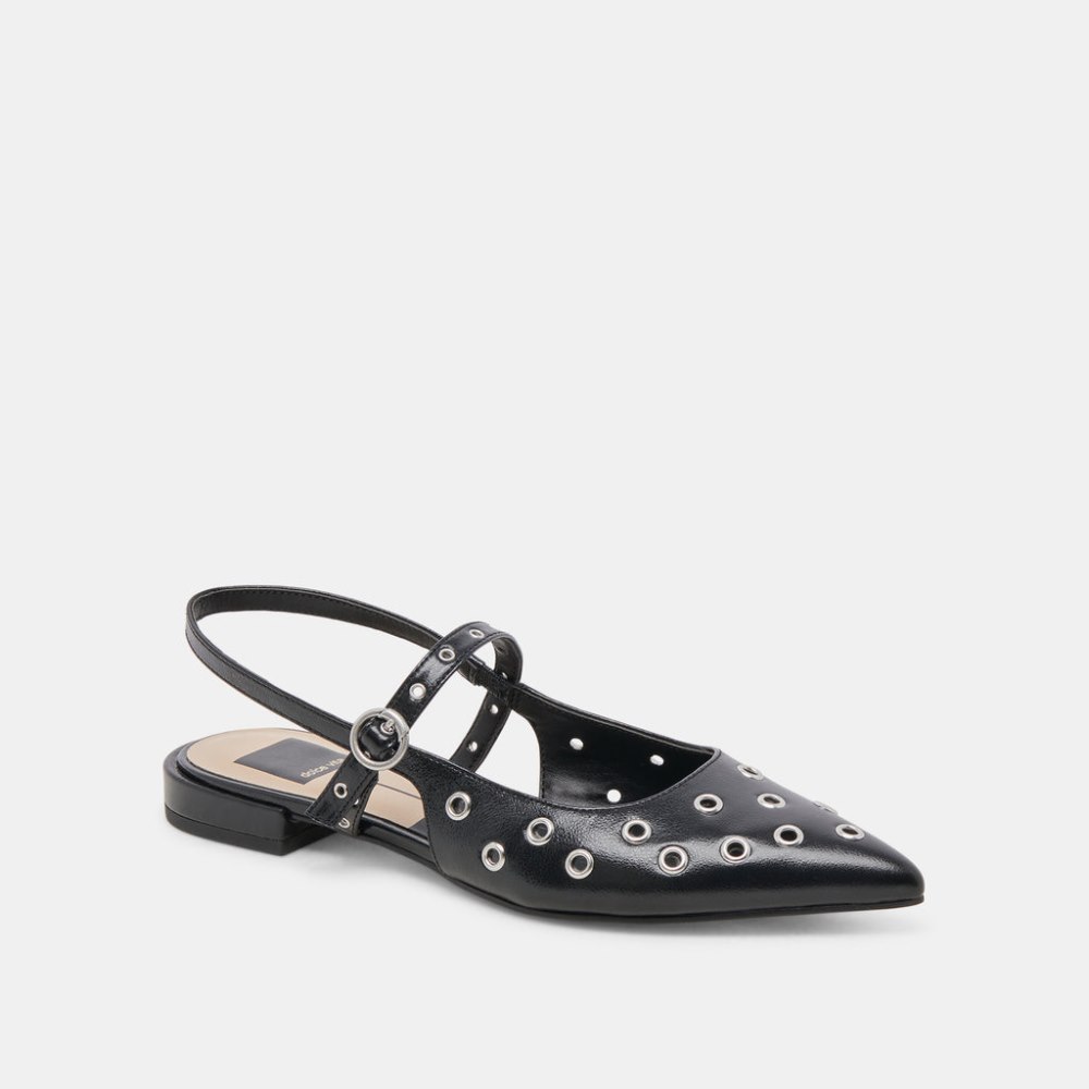 Dolce Vita Penney Stud Flats Midnight Crinkle Patent