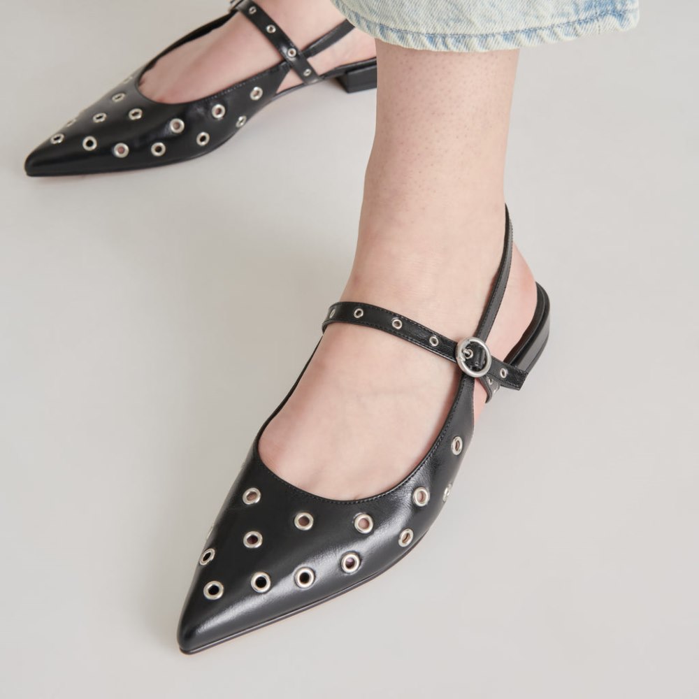 Dolce Vita Penney Stud Flats Midnight Crinkle Patent