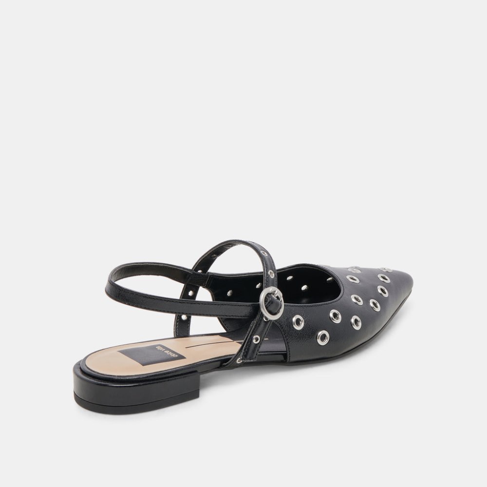 Dolce Vita Penney Stud Flats Midnight Crinkle Patent