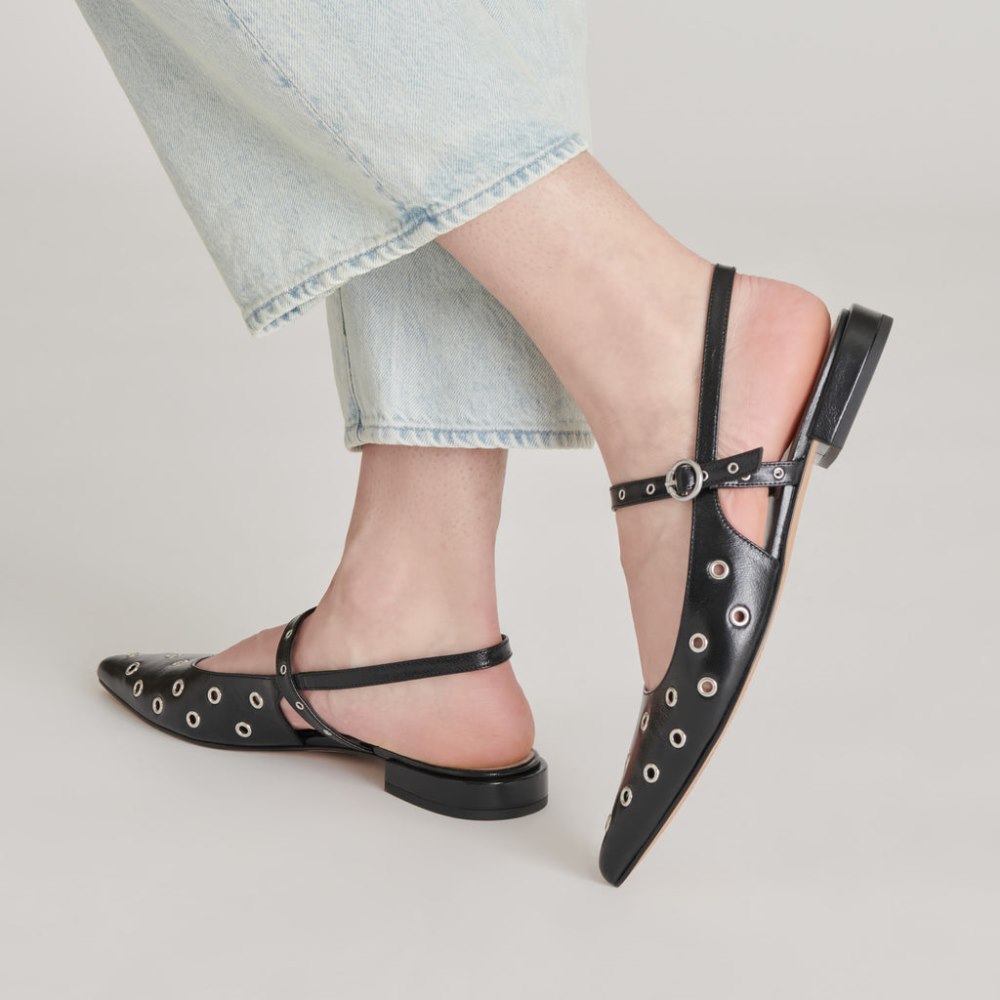 Dolce Vita Penney Stud Flats Midnight Crinkle Patent