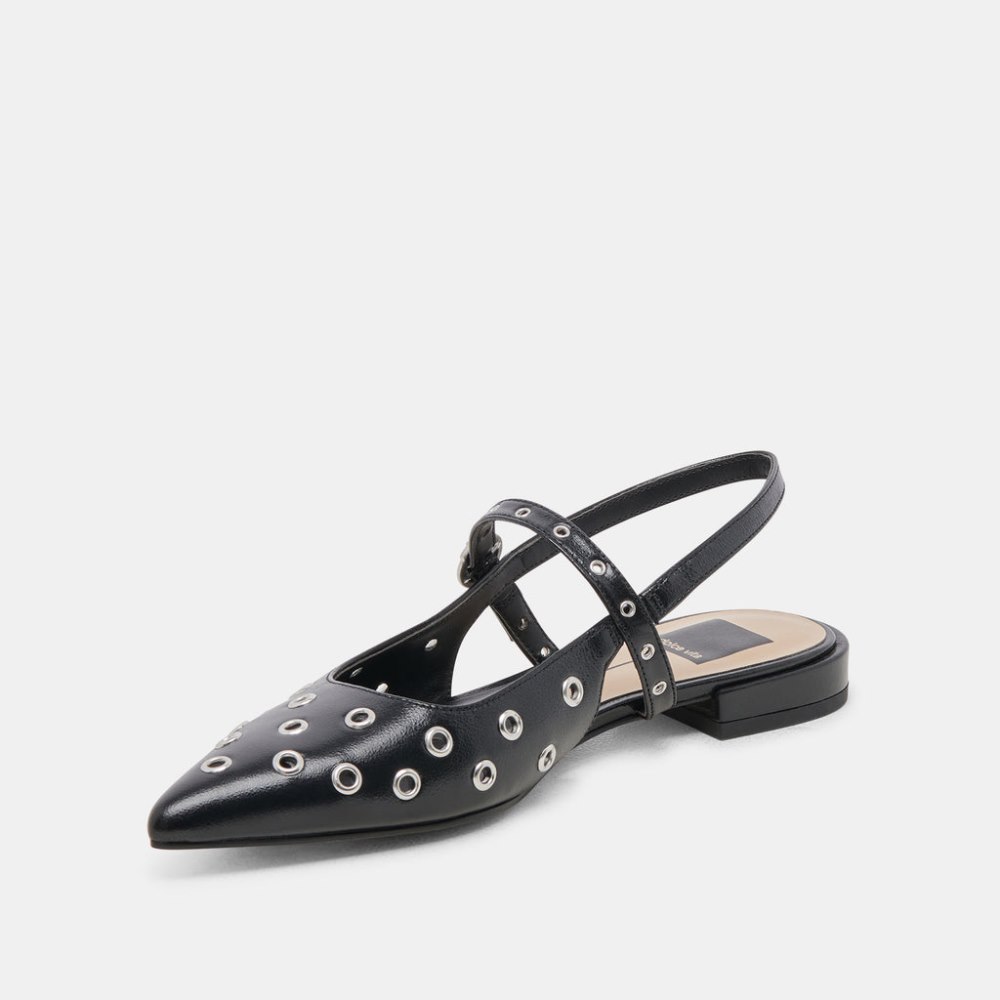 Dolce Vita Penney Stud Flats Midnight Crinkle Patent