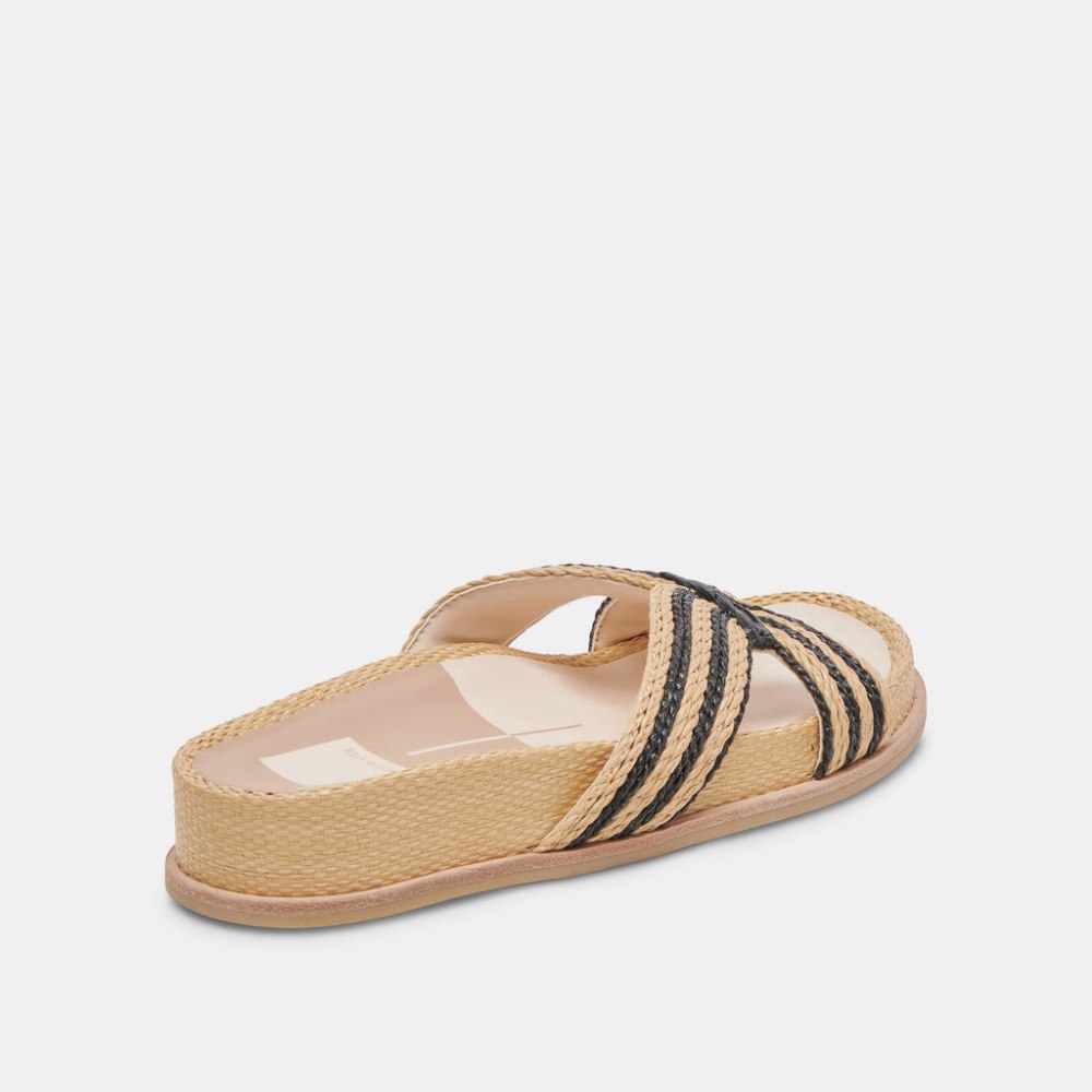 Dolce Vita Selda Wide Sandals Natural Black Raffia