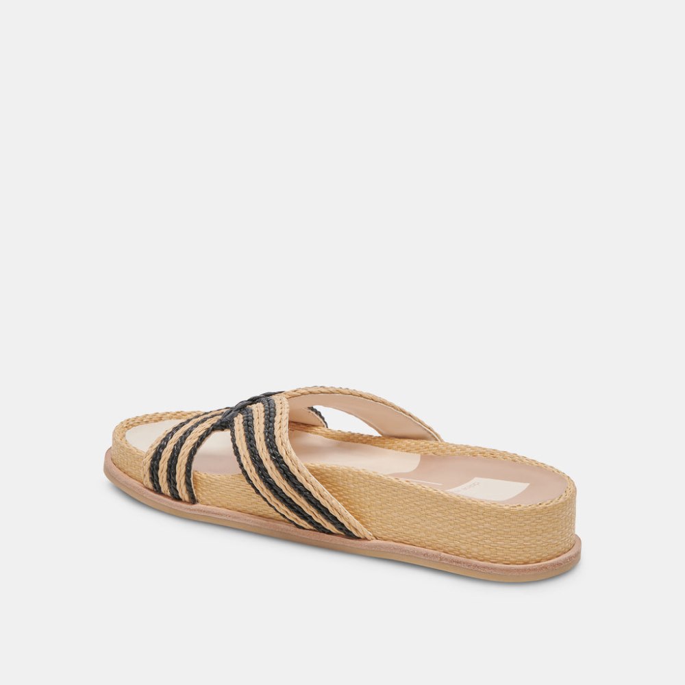 Dolce Vita Selda Wide Sandals Natural Black Raffia