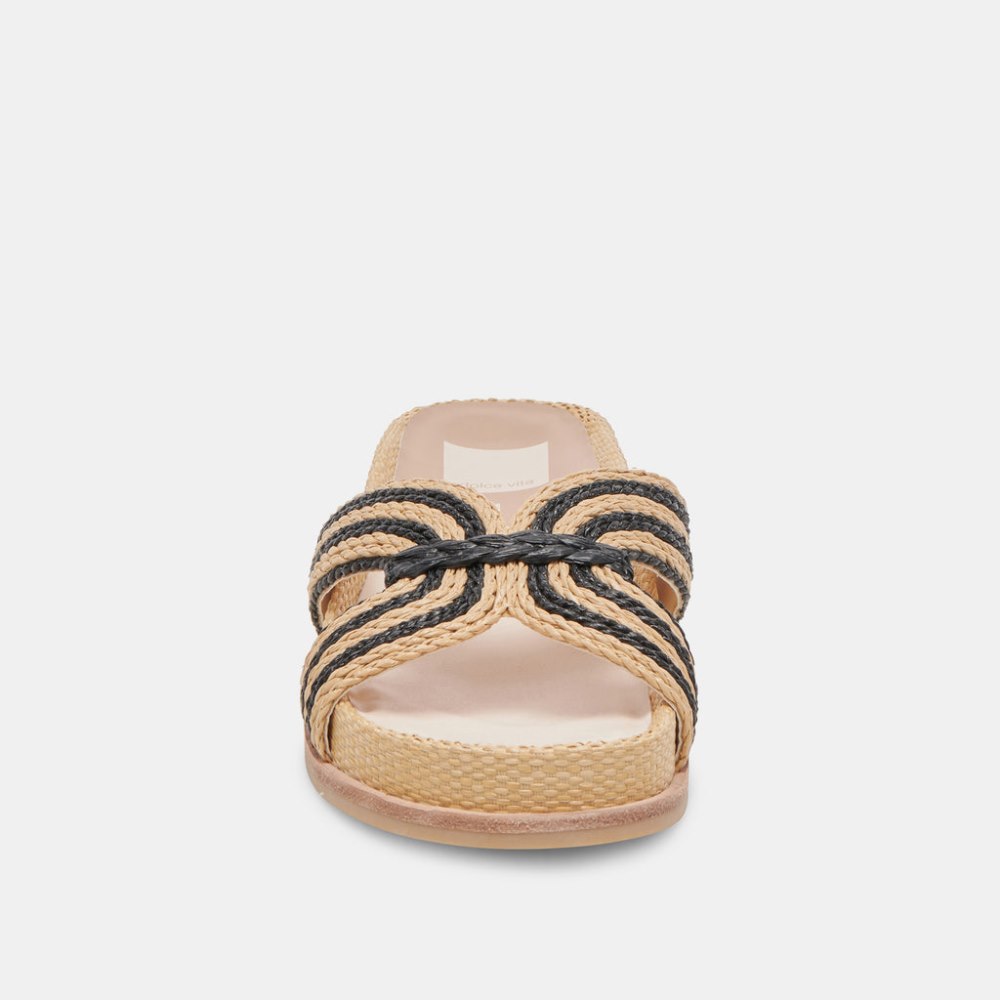 Dolce Vita Selda Wide Sandals Natural Black Raffia