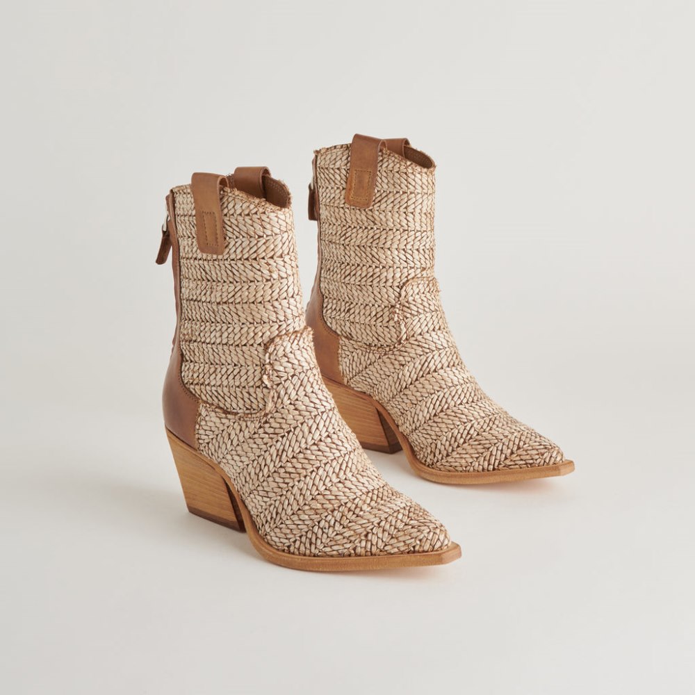 Dolce Vita Texin Booties Brown Multi Raffia
