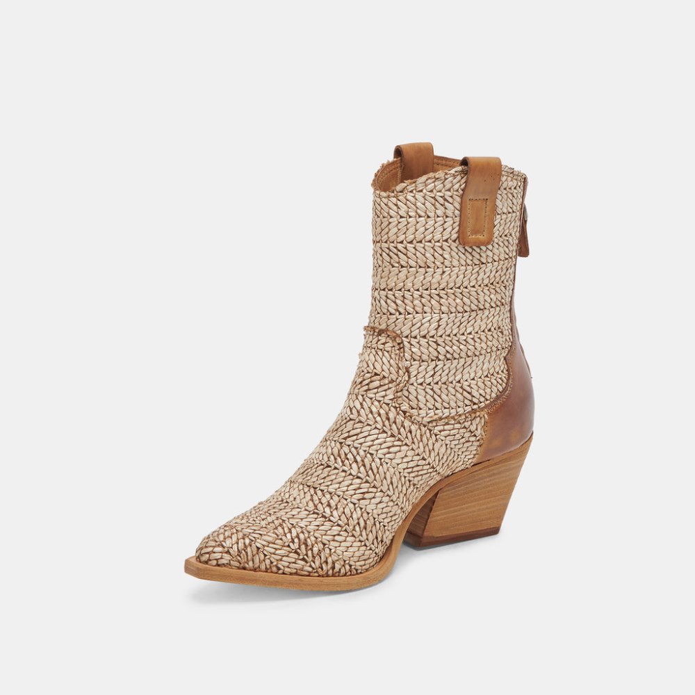 Dolce Vita Texin Booties Brown Multi Raffia