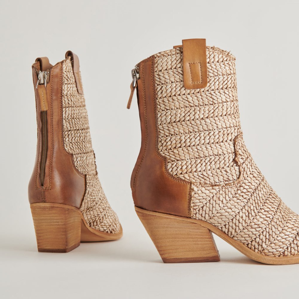 Dolce Vita Texin Booties Brown Multi Raffia