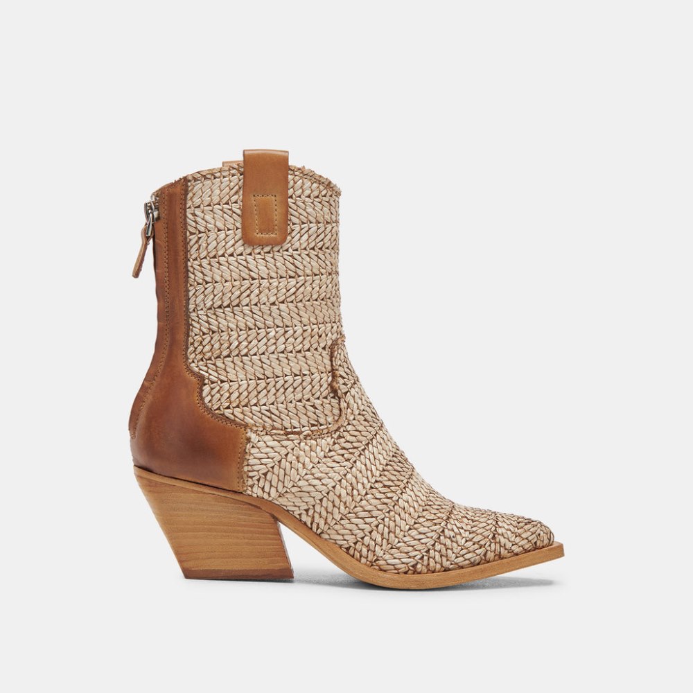 Dolce Vita Texin Booties Brown Multi Raffia