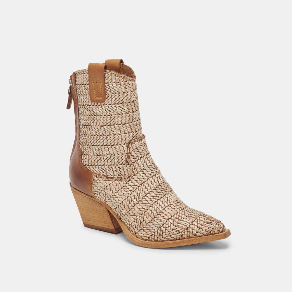 Dolce Vita Texin Booties Brown Multi Raffia