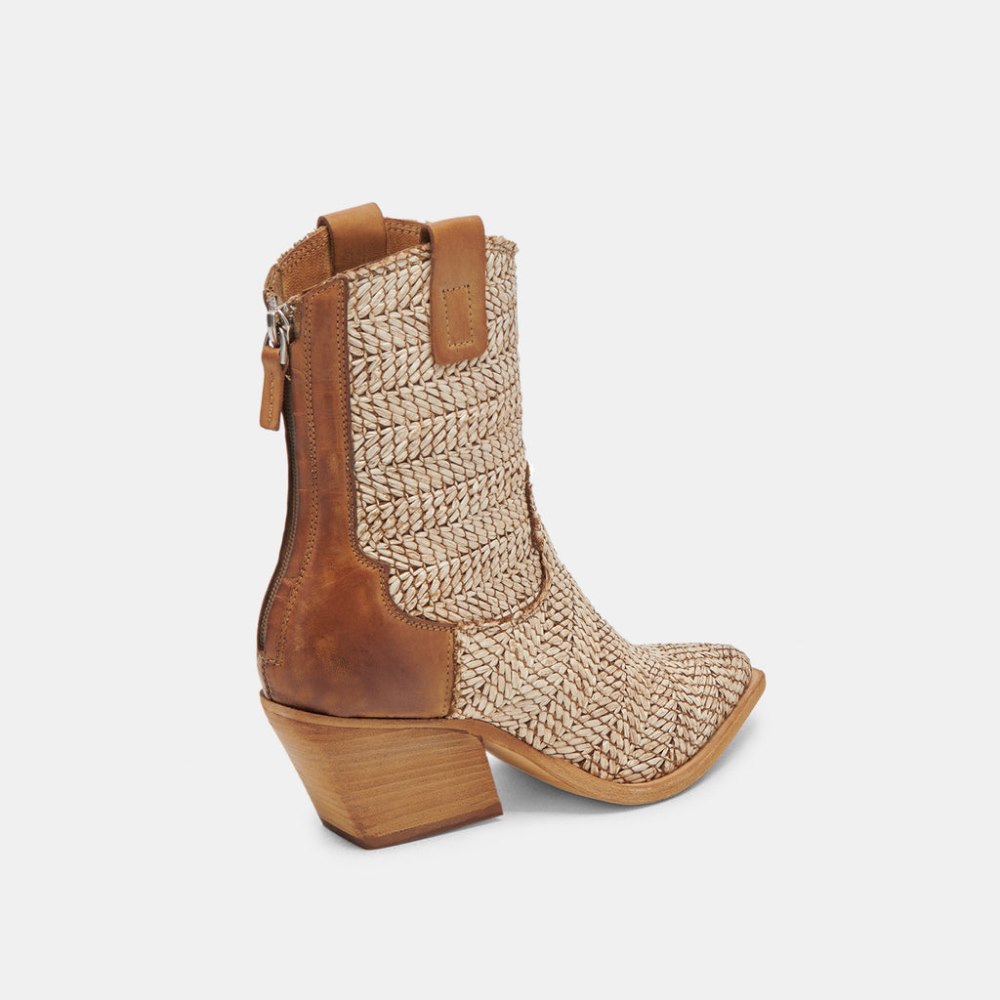 Dolce Vita Texin Booties Brown Multi Raffia