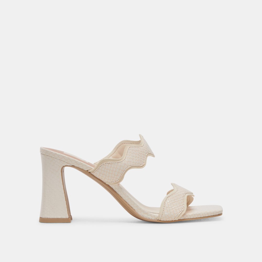 Dolce Vita Ilva Heels Creme Embossed Leather