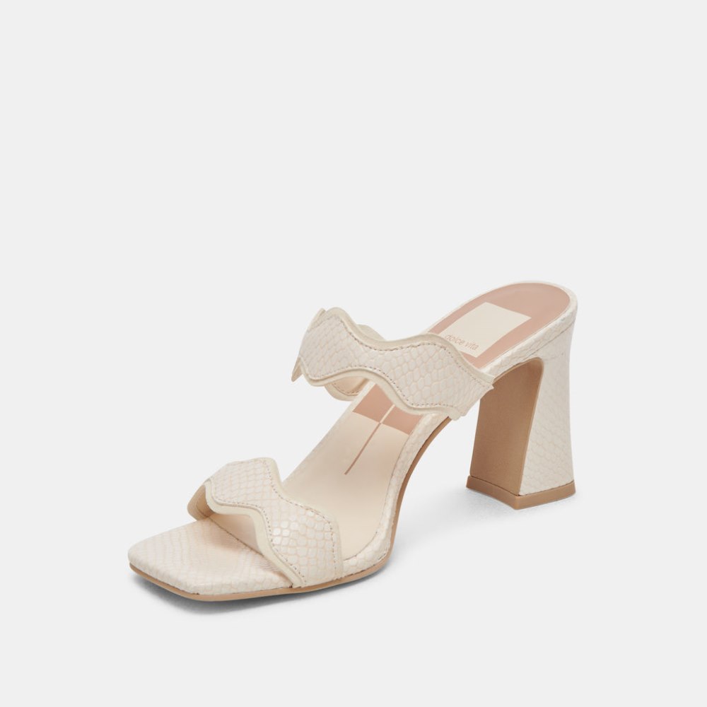 Dolce Vita Ilva Heels Creme Embossed Leather