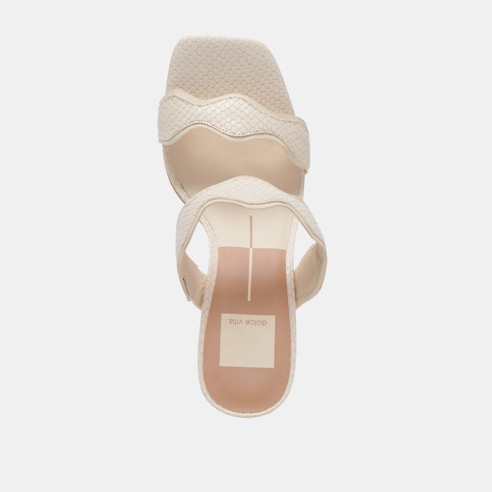 Dolce Vita Ilva Heels Creme Embossed Leather
