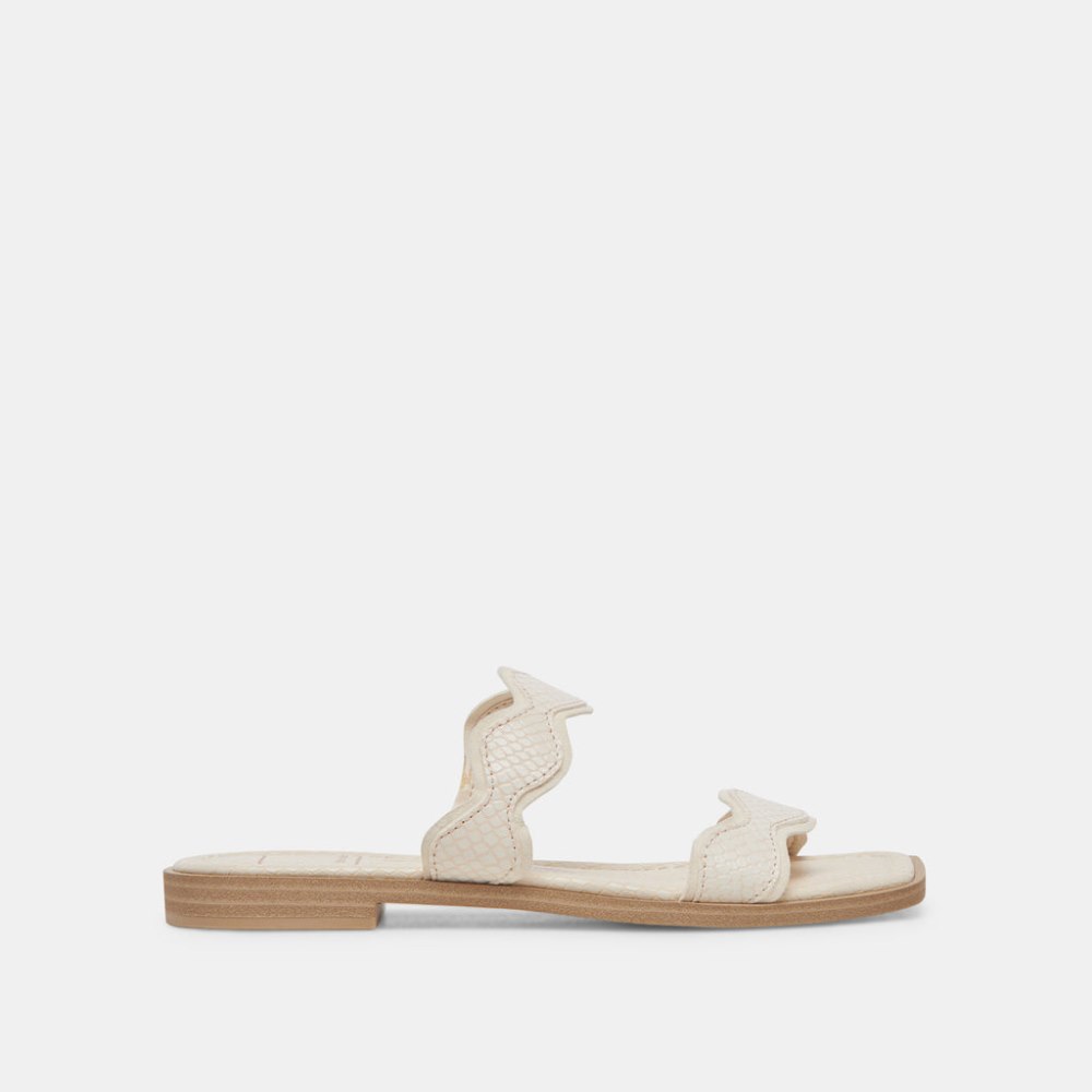Dolce Vita Ilva Sandals Creme Embossed Leather