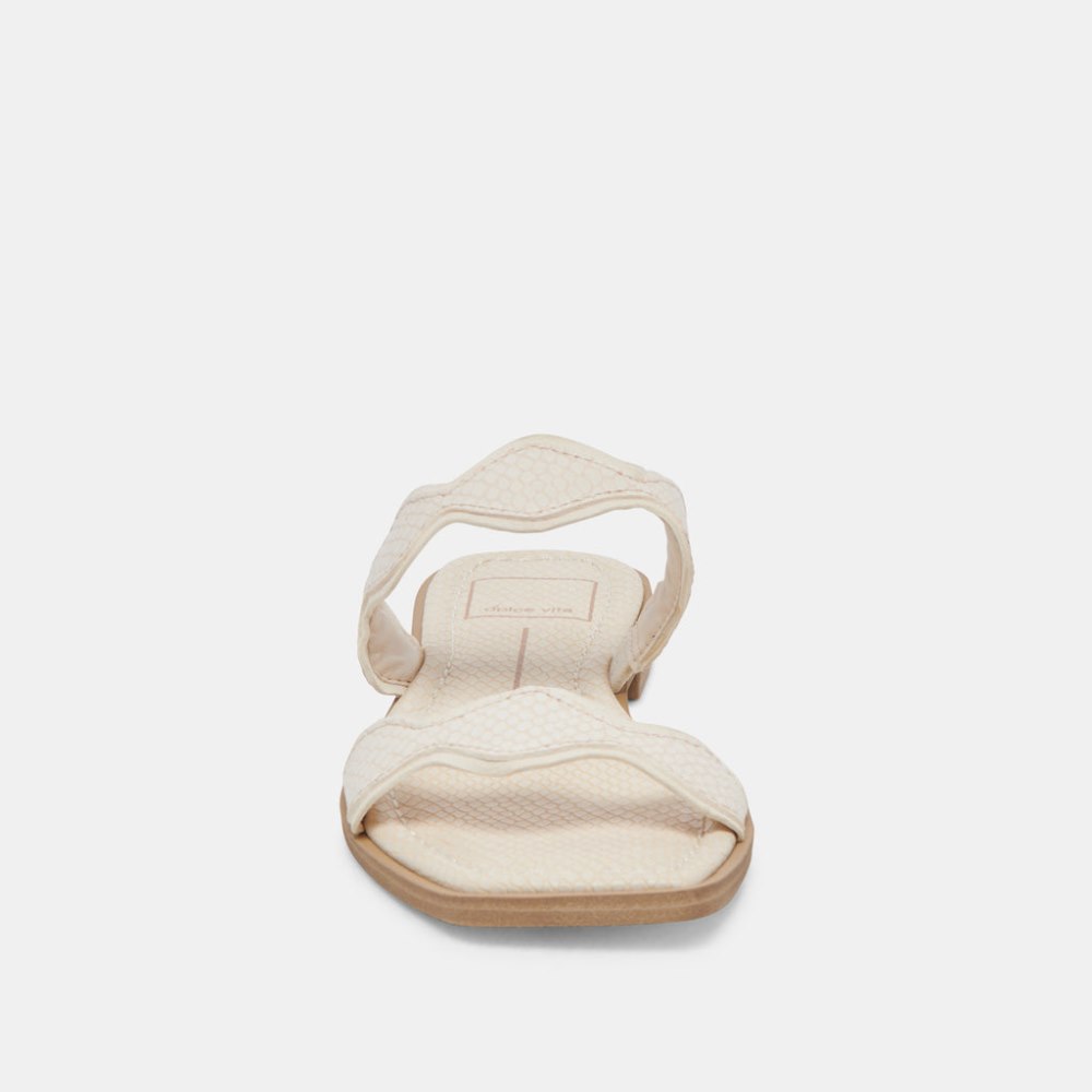 Dolce Vita Ilva Sandals Creme Embossed Leather