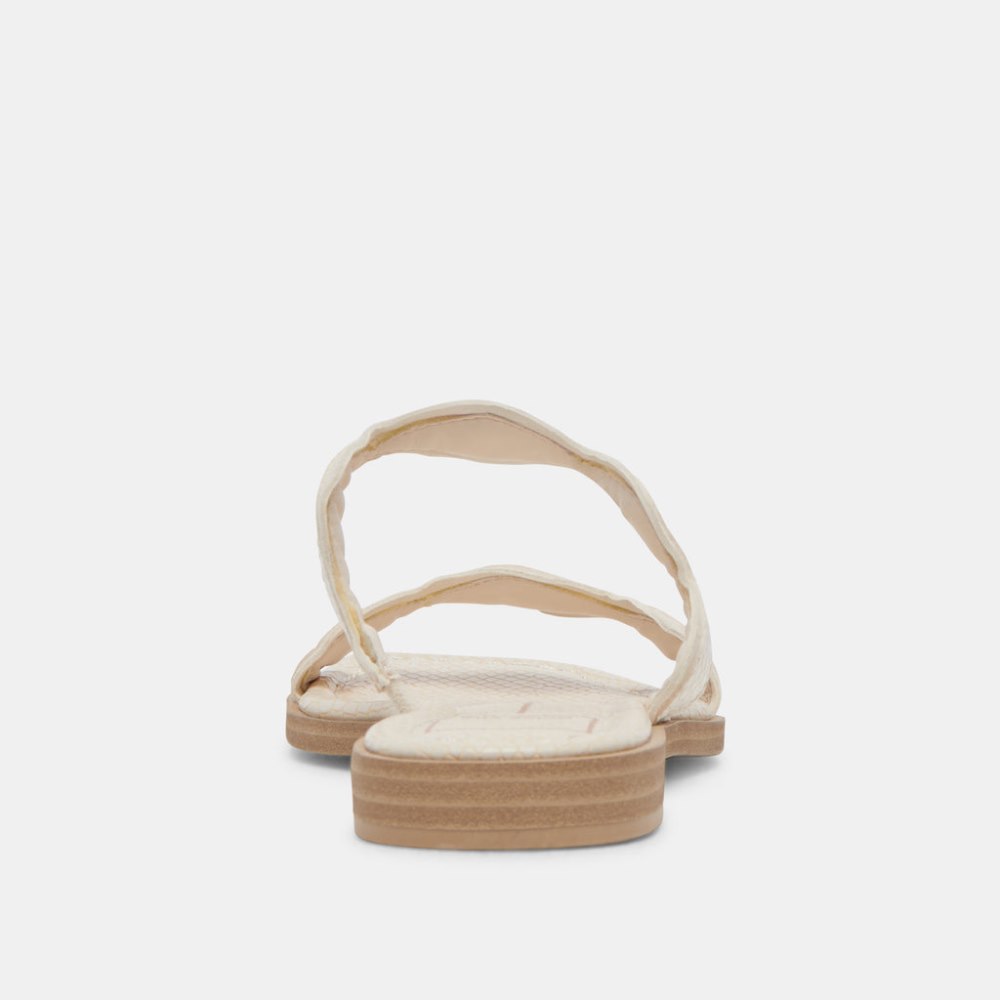 Dolce Vita Ilva Sandals Creme Embossed Leather