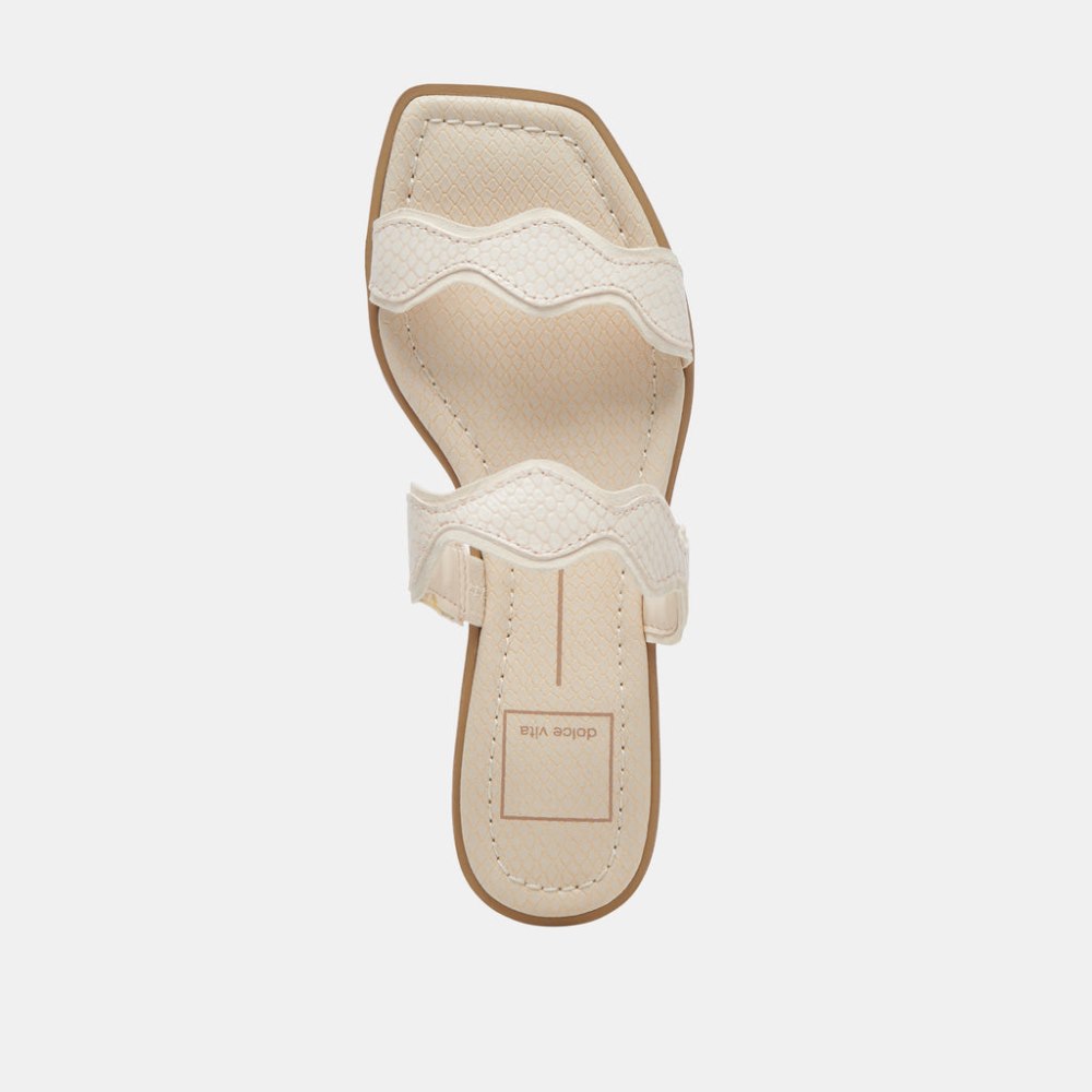 Dolce Vita Ilva Sandals Creme Embossed Leather