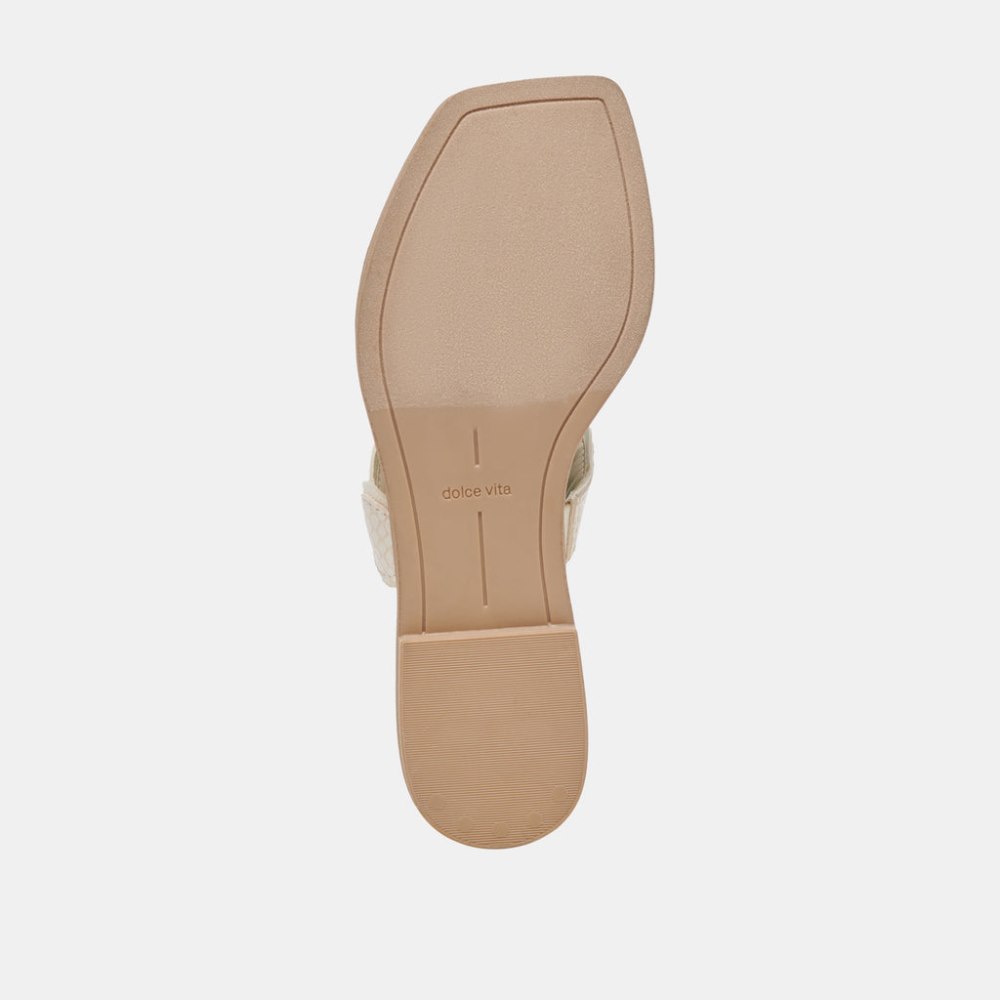 Dolce Vita Ilva Sandals Creme Embossed Leather