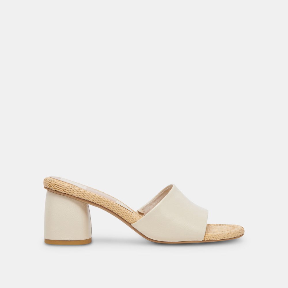 Dolce Vita Minny Raffia Heels Ivory Leather