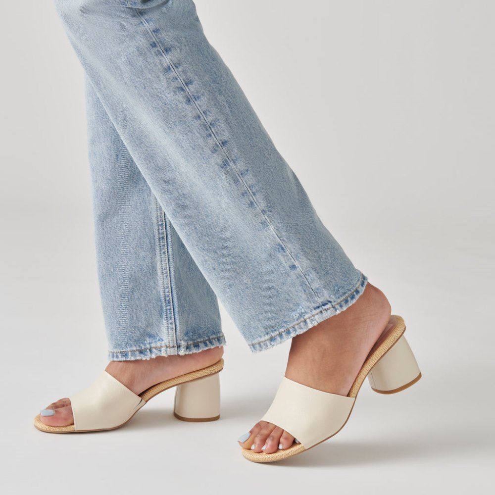 Dolce Vita Minny Raffia Heels Ivory Leather