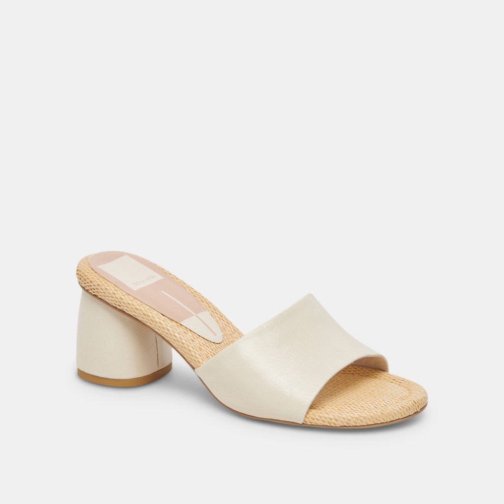 Dolce Vita Minny Raffia Heels Ivory Leather