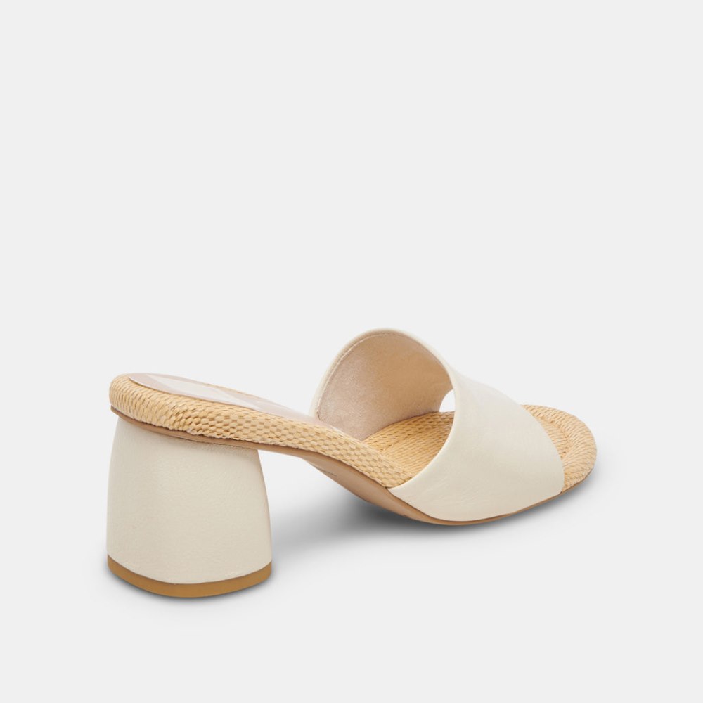 Dolce Vita Minny Raffia Heels Ivory Leather