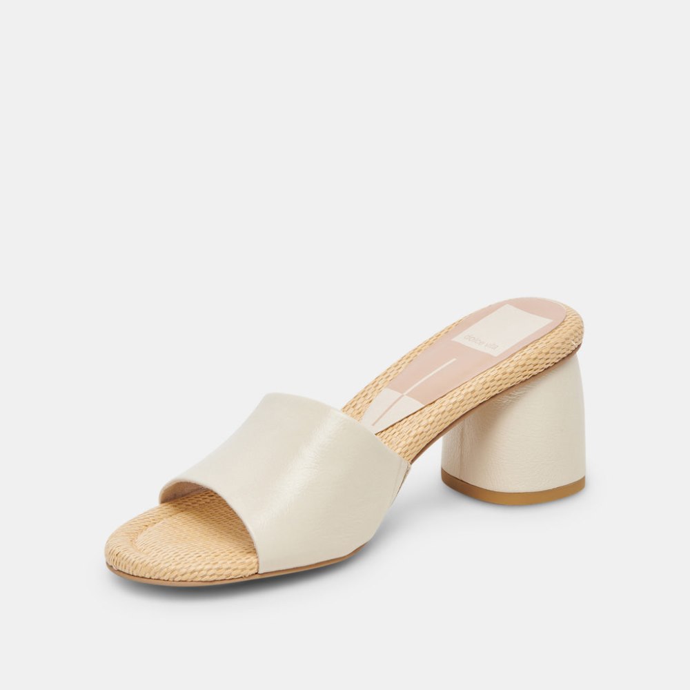 Dolce Vita Minny Raffia Heels Ivory Leather