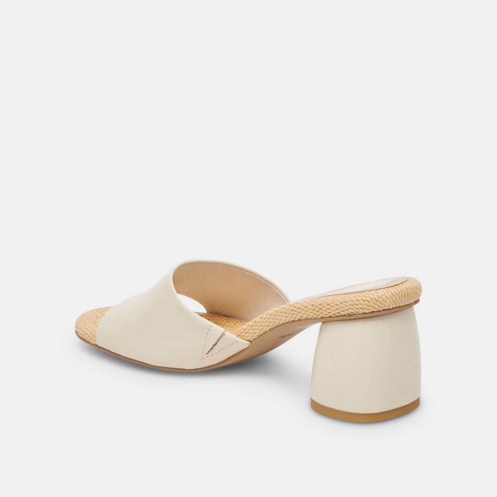 Dolce Vita Minny Raffia Heels Ivory Leather