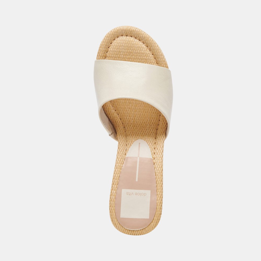 Dolce Vita Minny Raffia Heels Ivory Leather