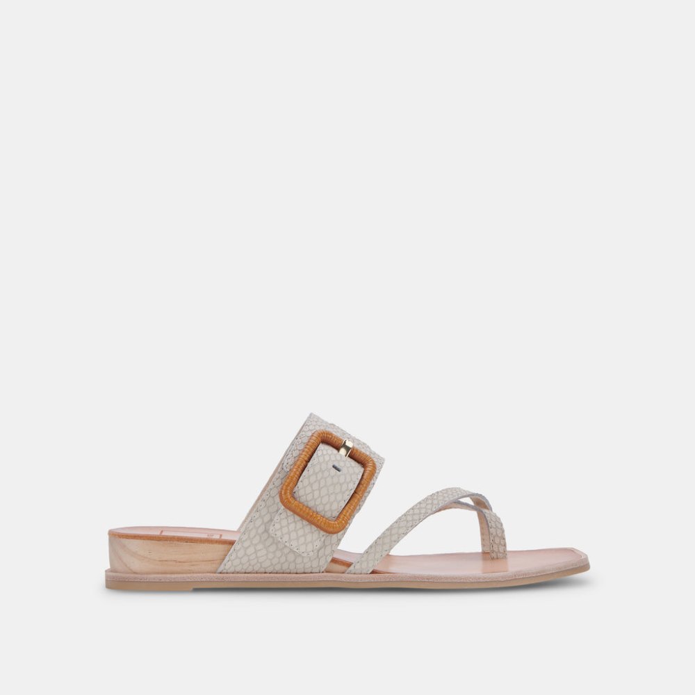 Dolce Vita Perris Sandals Ivory Embossed Leather