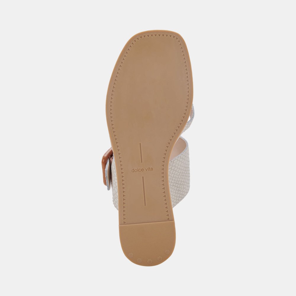 Dolce Vita Perris Sandals Ivory Embossed Leather