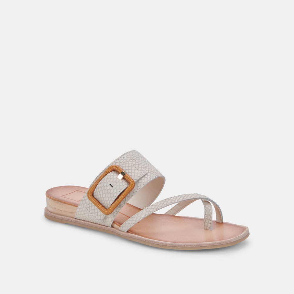 Dolce Vita Perris Sandals Ivory Embossed Leather