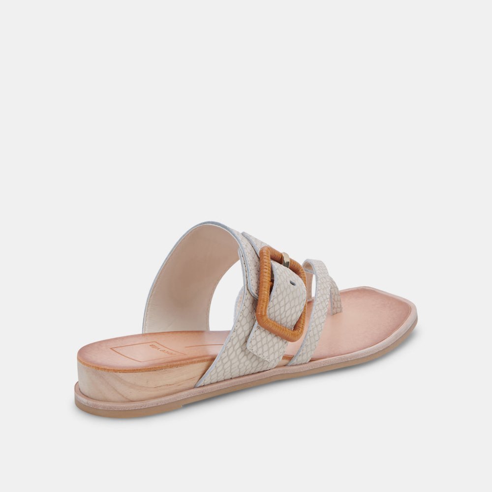Dolce Vita Perris Sandals Ivory Embossed Leather