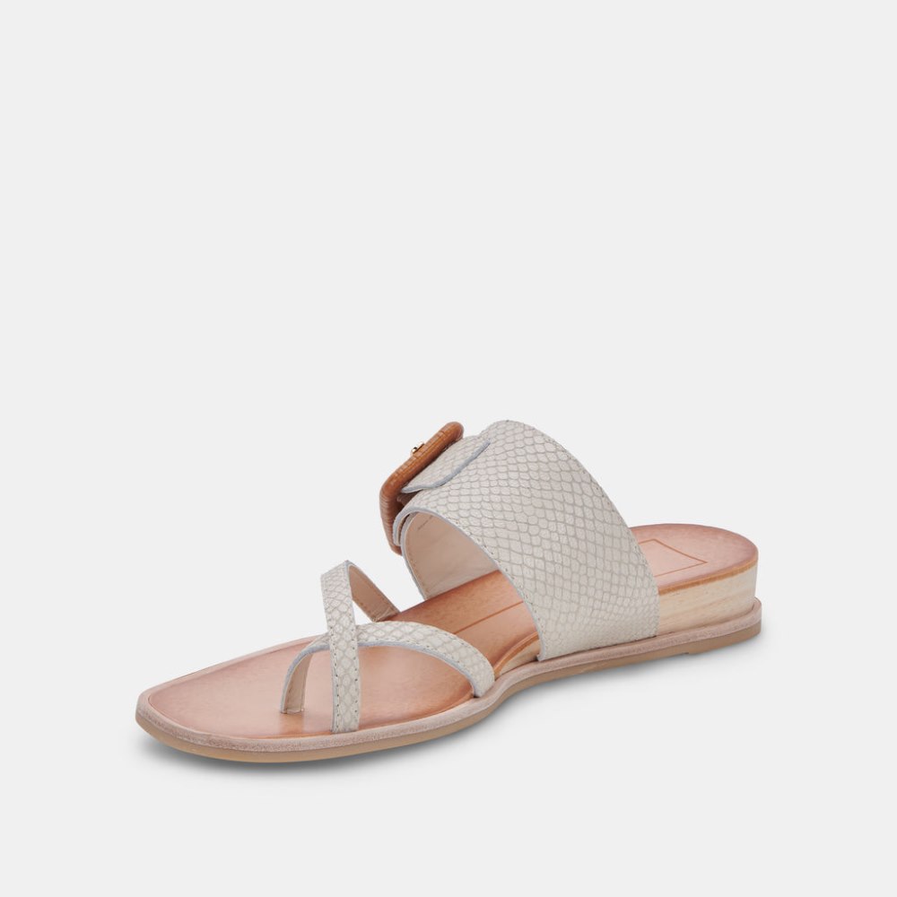 Dolce Vita Perris Sandals Ivory Embossed Leather